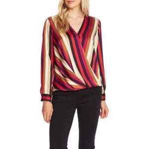 Vince Camuto Women's  Mayfair Stripe Faux Wrap Top